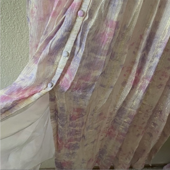 Rococo Sand Emi Metallic Shimmer Purple and Pink Long Sleeve Maxi Dress - Picture 12 of 15